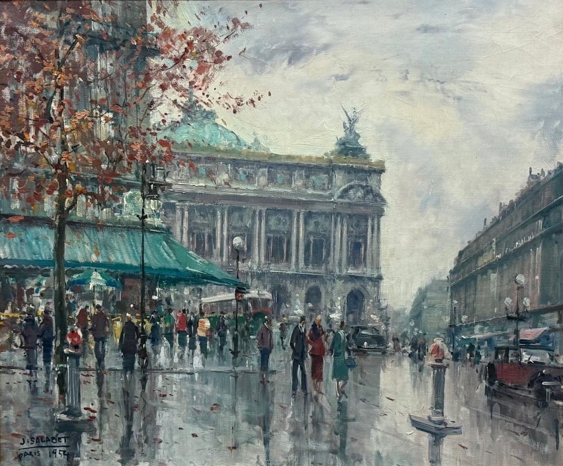 Jean Salabet, Impressionism, Paris Street Scene, Oil on Canvas, France, 1954 - 3
