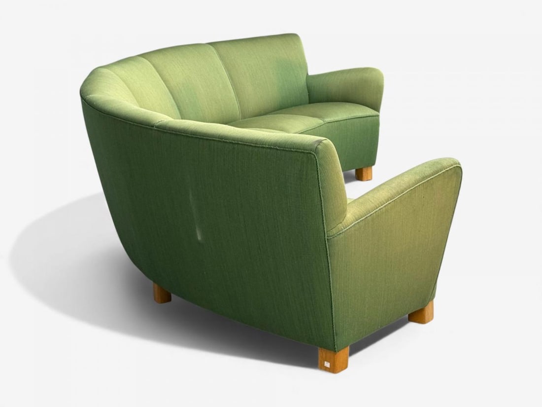 Danish Cabinetmaker, Fabric, Wood, Monumental Banana Sofa, Denmark, 1960s - 11