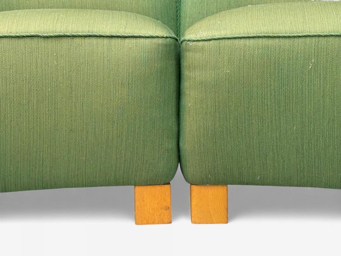 Danish Cabinetmaker, Fabric, Wood, Monumental Banana Sofa, Denmark, 1960s - 9