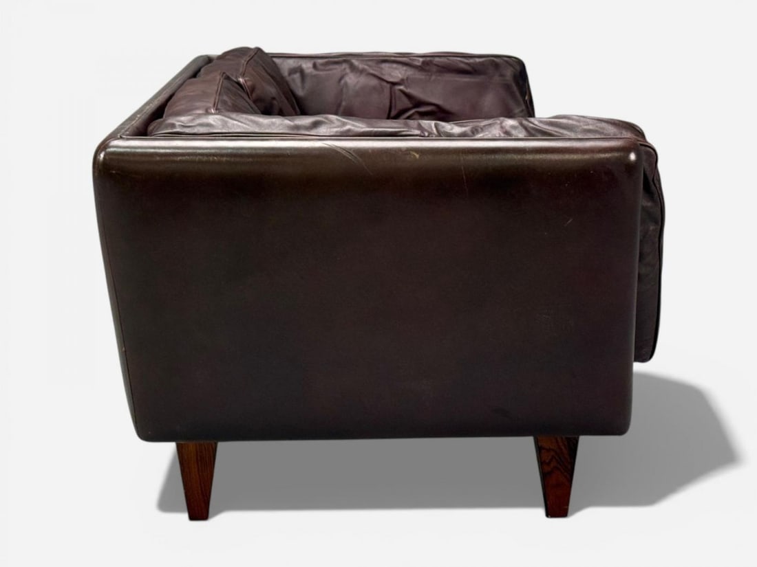 Illum Wikkelsø, Settee, Brown Leather, Rosewood, Denmark, 1960s - 10