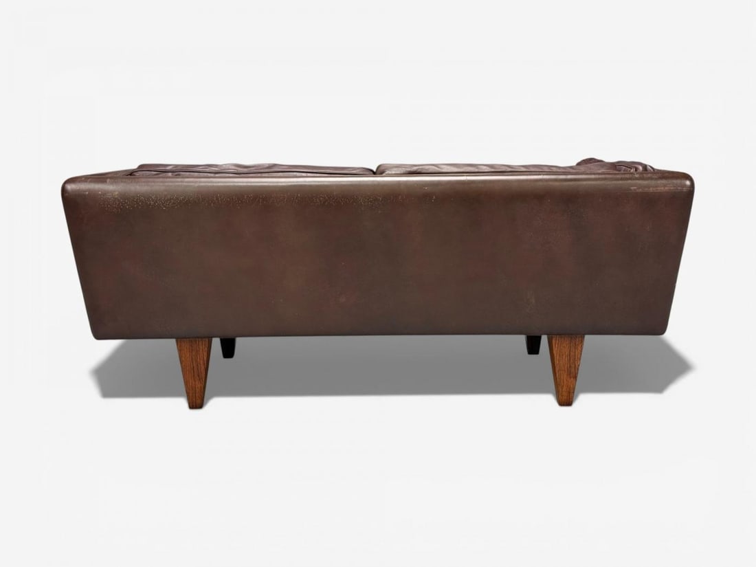 Illum Wikkelsø, Settee, Brown Leather, Rosewood, Denmark, 1960s - 11