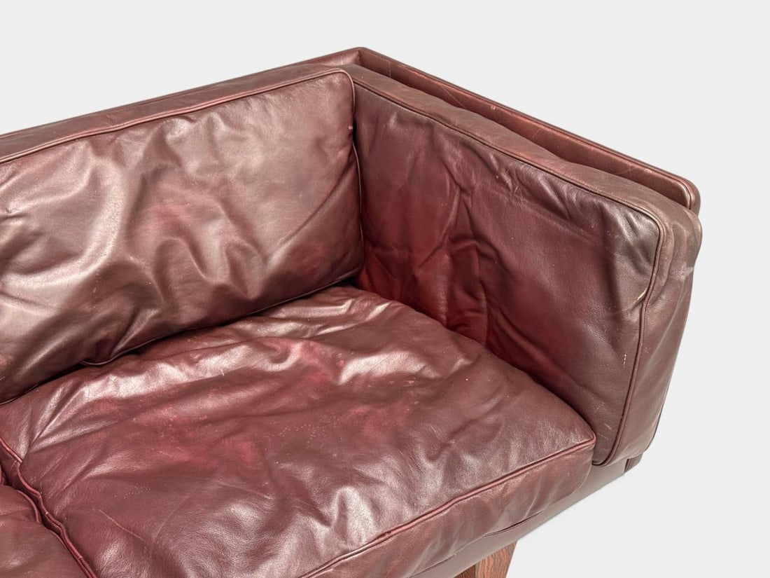 Illum Wikkelsø, Settee, Brown Leather, Rosewood, Denmark, 1960s - 5
