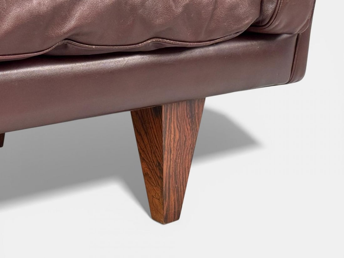 Illum Wikkelsø, Settee, Brown Leather, Rosewood, Denmark, 1960s - 9