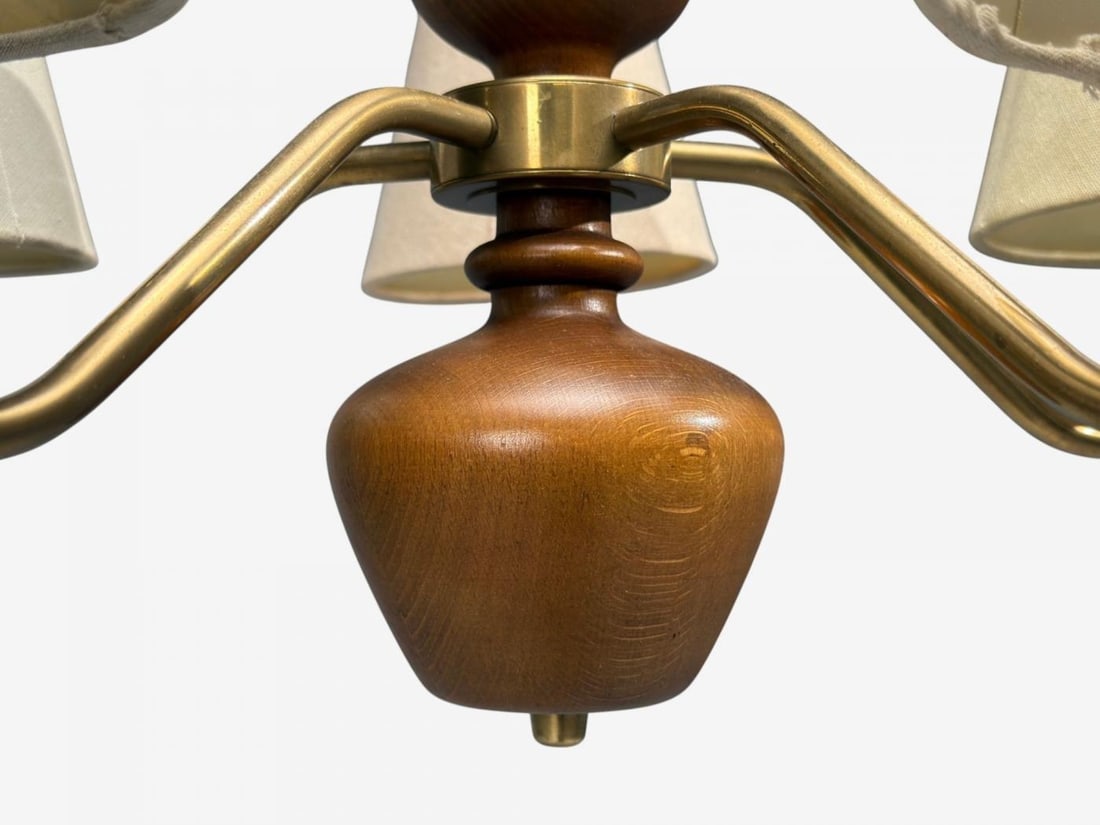Hans Bergström Attr., Pendant Light, Brass, Wood, Sweden, 1920s - 4