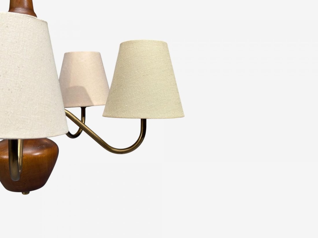 Hans Bergström Attr., Pendant Light, Brass, Wood, Sweden, 1920s - 7