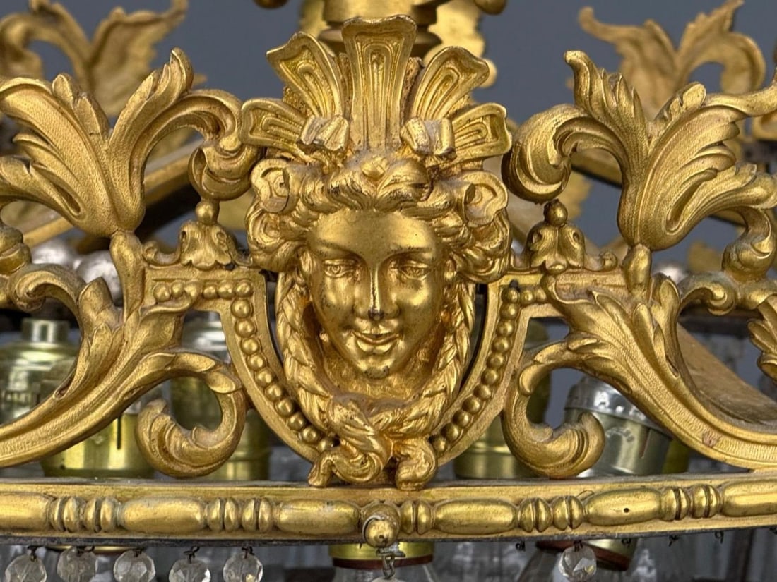 Empire, Impressive Pendant Light, Dore Bronze, Crystal, France, 19th c. - 5