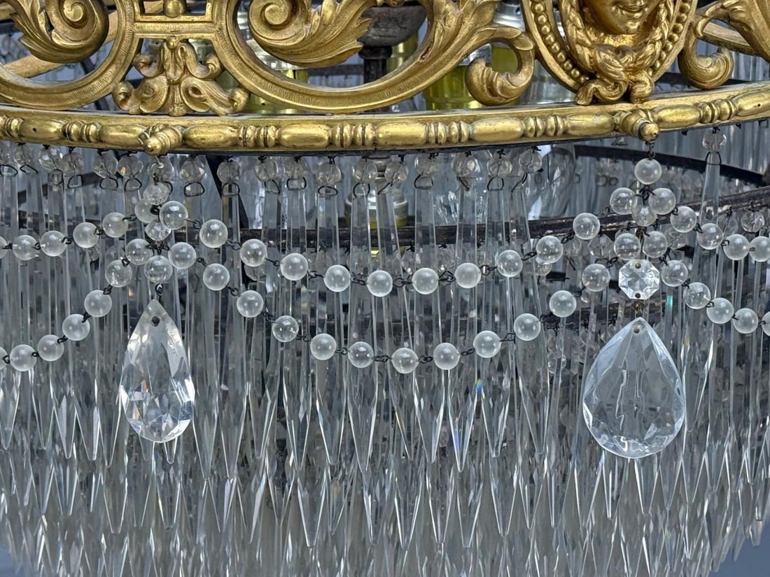 Empire, Impressive Pendant Light, Dore Bronze, Crystal, France, 19th c. - 8