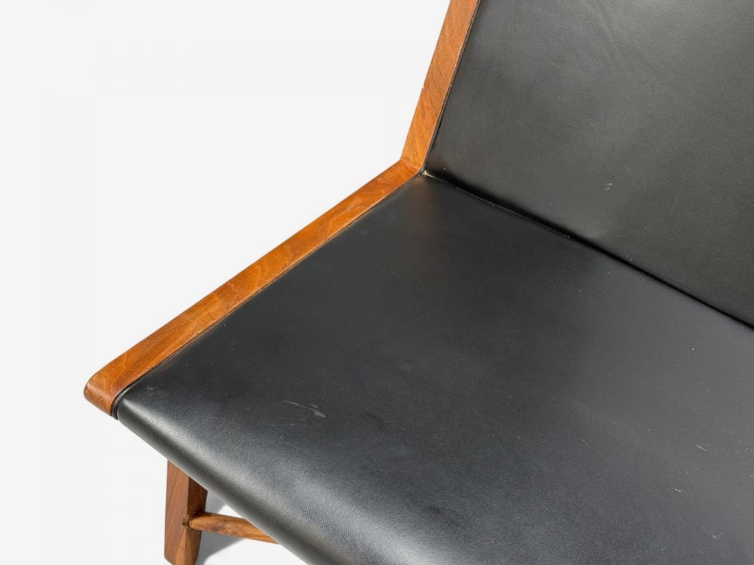 Hans J. Wegner Style, Teak, Leatherette, Settee, Denmark, 1950s - 7