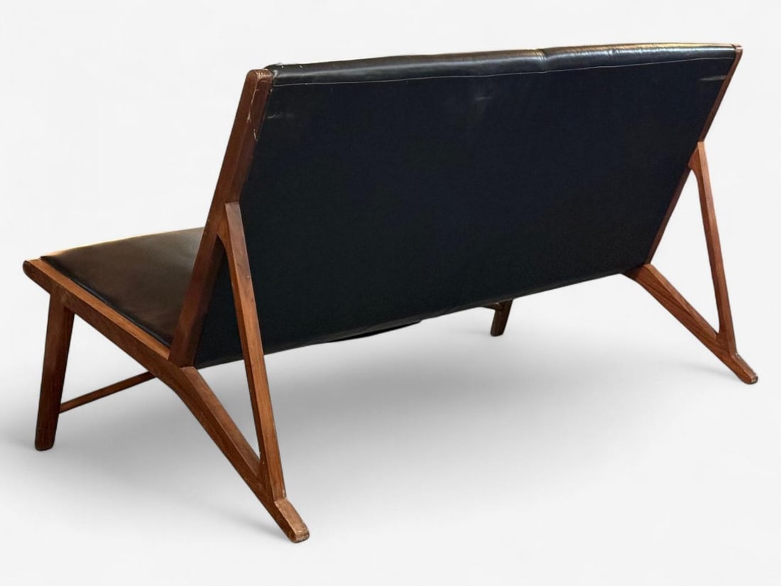Hans J. Wegner Style, Teak, Leatherette, Settee, Denmark, 1950s - 9