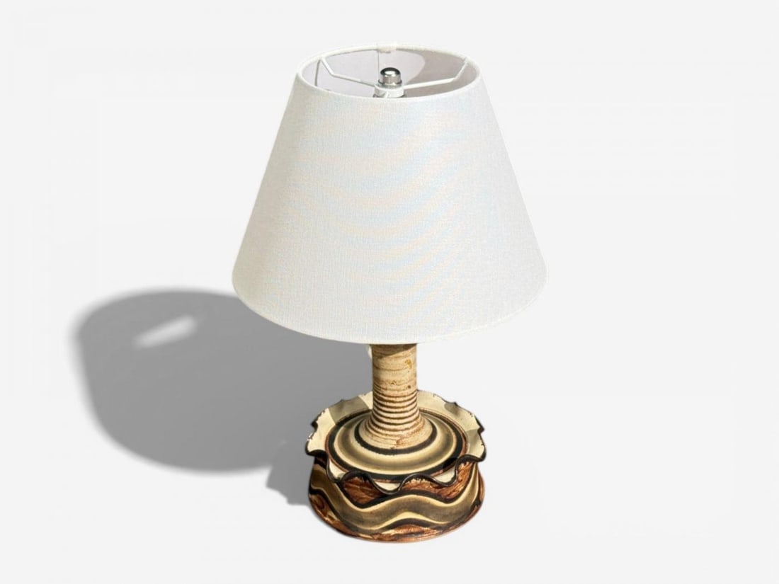 Jette Hellerøe, Table Lamp, Beige Ceramic, Denmark, 1970s - 10