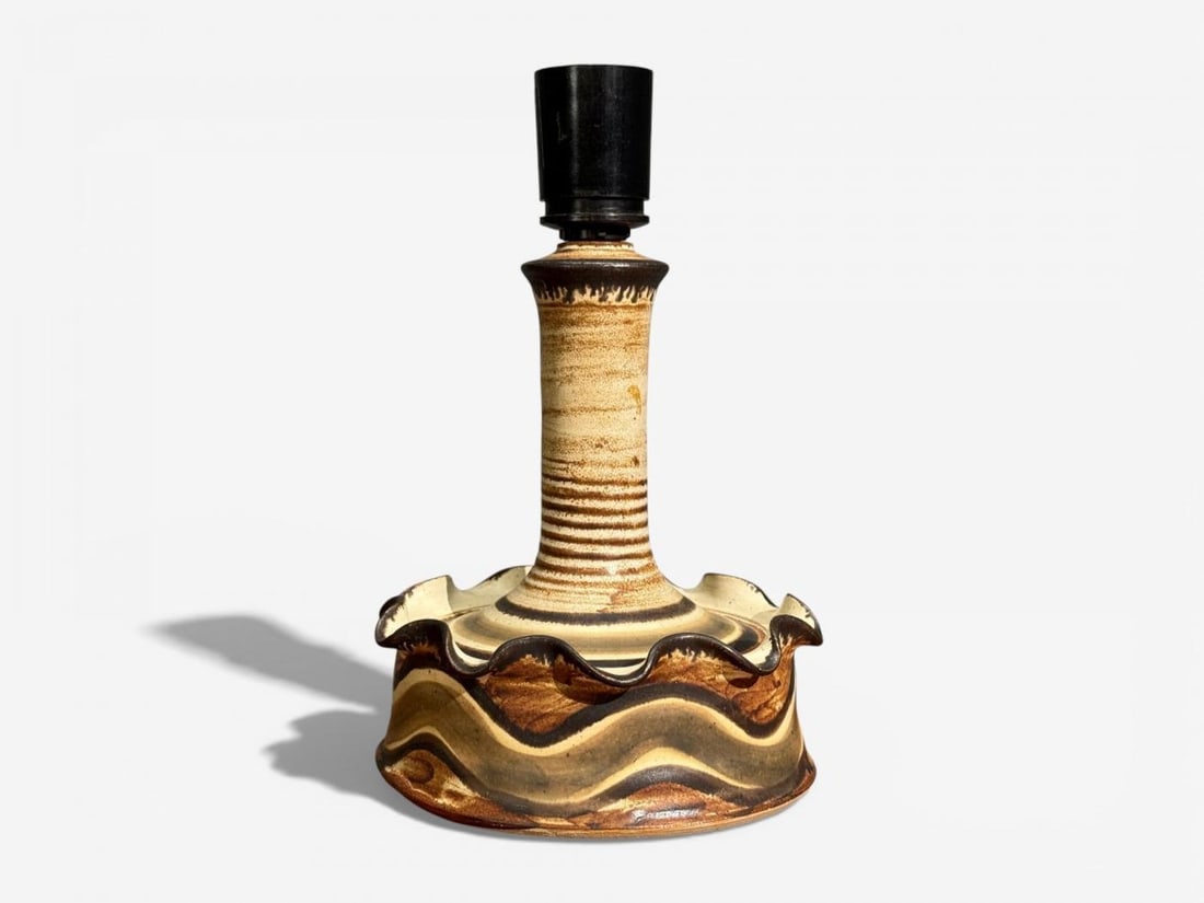 Jette Hellerøe, Table Lamp, Beige Ceramic, Denmark, 1970s - 4