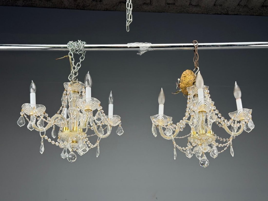 Maria Theresa Style, Venetian Chandeliers, Crystal, Brass, Italy, 1960s - 3