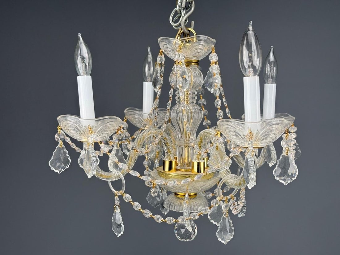 Maria Theresa Style, Venetian Chandeliers, Crystal, Brass, Italy, 1960s - 8