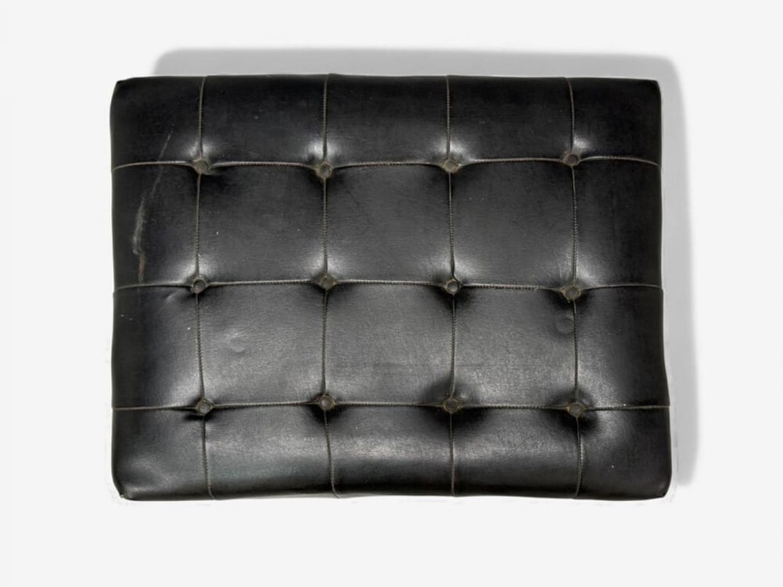Danish Modern, Black Leatherette, Stained Wood, Footstool, Denmark, 1950s - 6