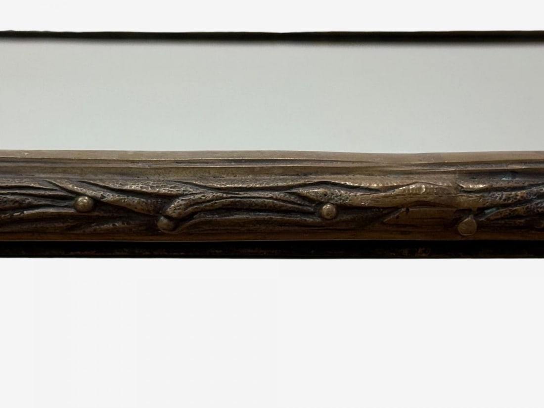 Maison Bagues Style, Bronze, Mirror, Faux Bois Coffee Table, France, 1940s - 8