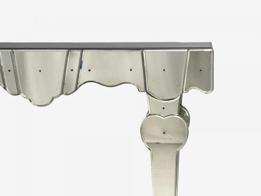 French Art Deco Style, Antique Glass, Painted Wood, Mirrored Console Tables - 4