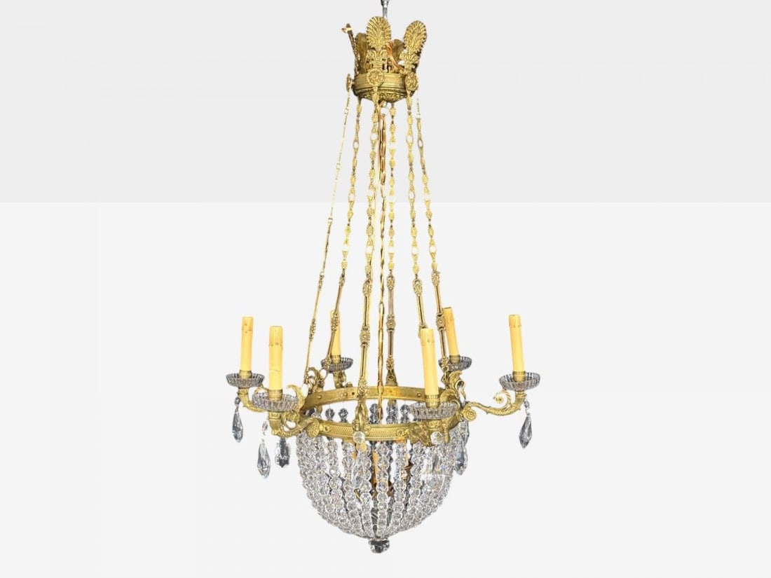 Neoclassical, Bronze, Crystal, Nine Light Chandelier, France, 19th c. - 12