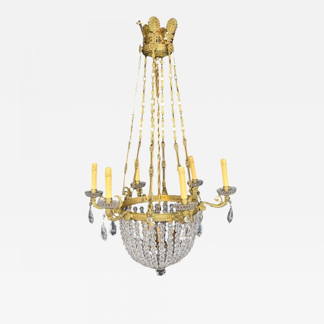 Neoclassical, Bronze, Crystal, Nine Light Chandelier, France, 19th c. (1 of 12)