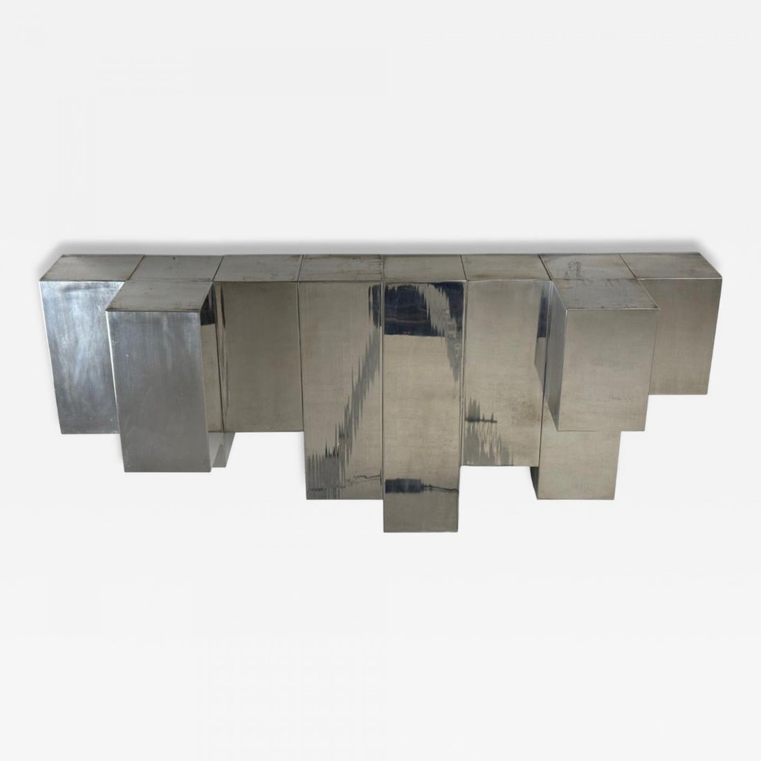 Paul Evans Style, Patchwork Chrome, Mirrored Wall Shelf, USA, 1980s (1 of 7)