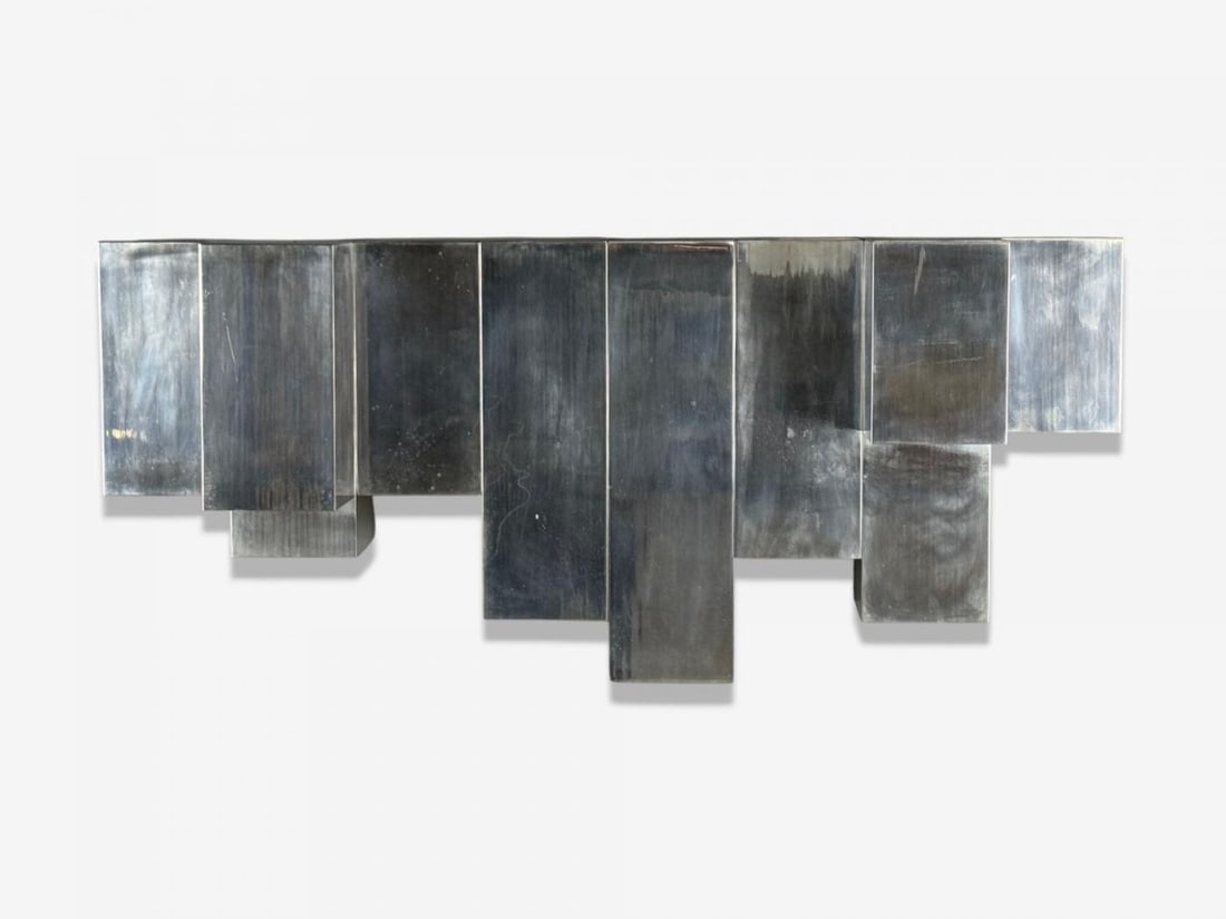 Paul Evans Style, Patchwork Chrome, Mirrored Wall Shelf, USA, 1980s - 6