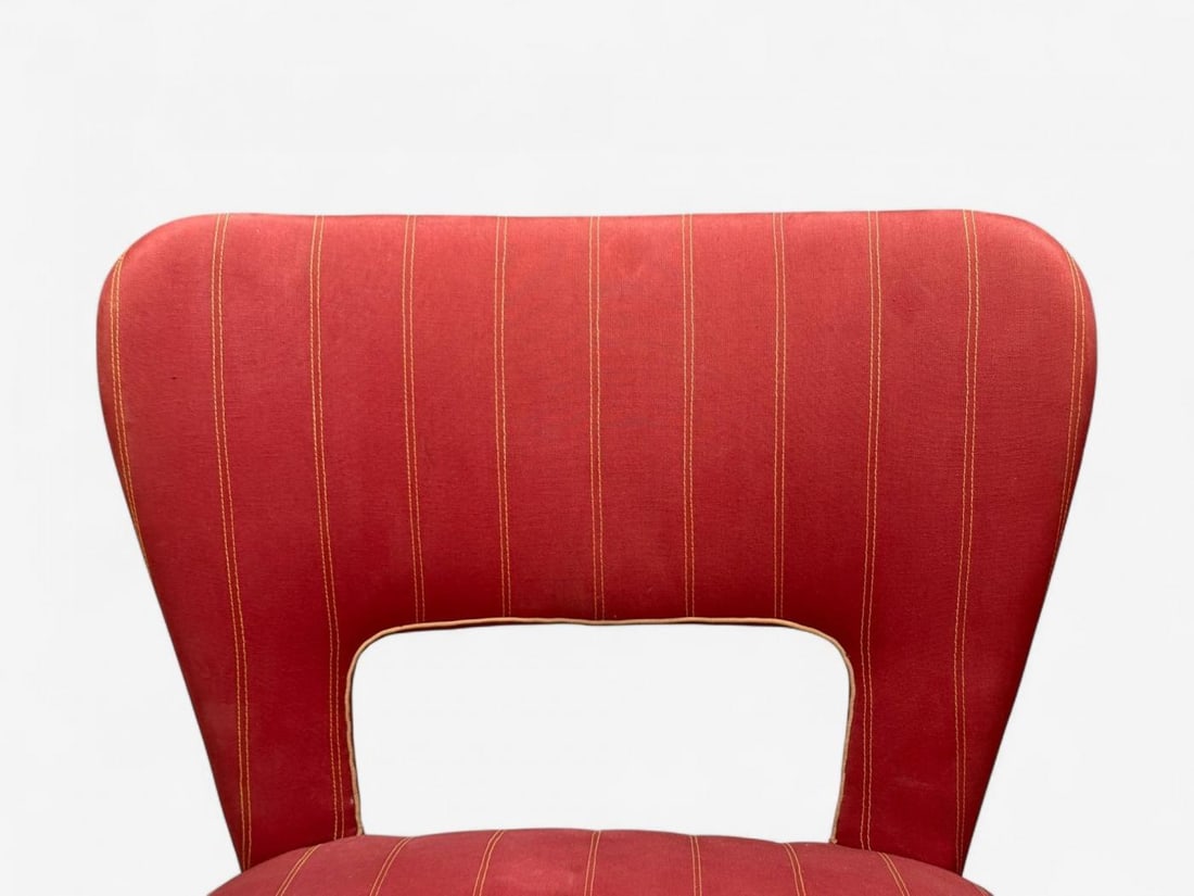 Pier Luigi Colli, Maple, Red Fabric, Low Lounge Chairs, Italy, 1950s - 5