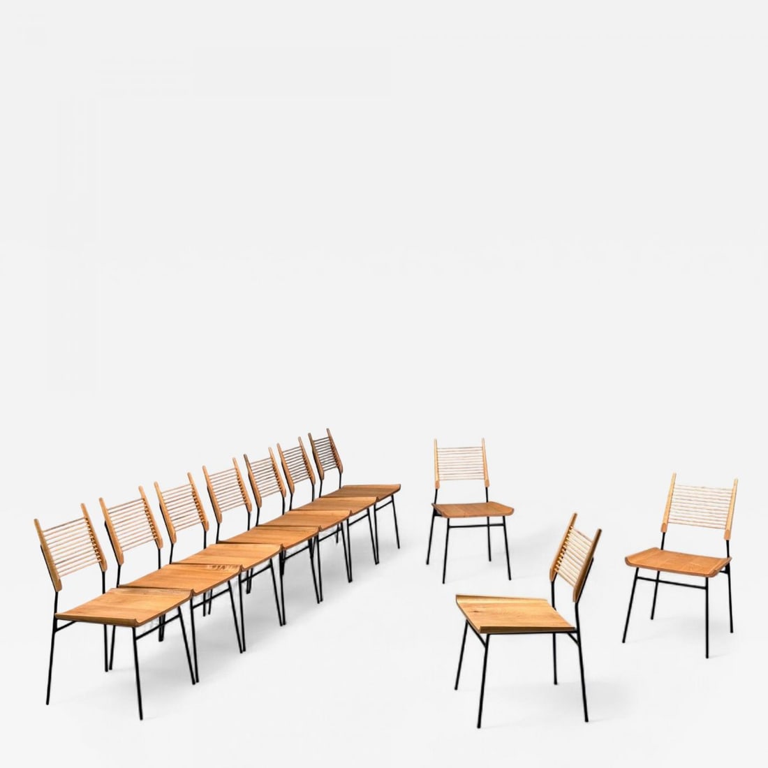 Paul McCobb, Maple, Lacquered Iron, Shovel Dining Chairs, USA, 1950s (1 of 12)