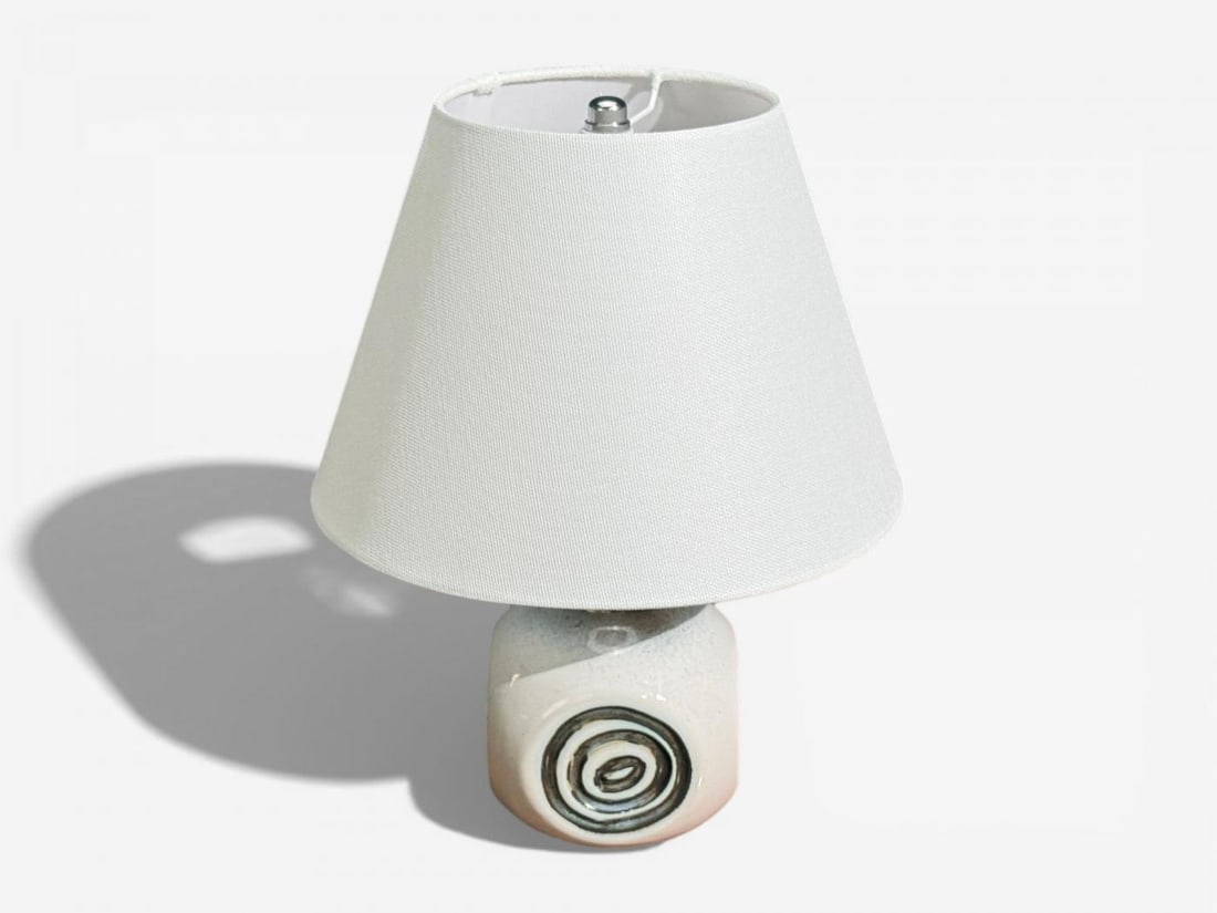 Bruno Karlsson, Table Lamp, White Glazed Ceramic, Sweden, 1960s - 2