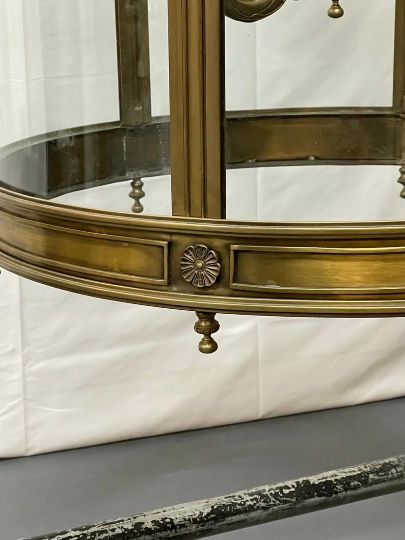 Large 19th Century Solid Bronze Gothic Lantern, Six Lights, Circular - 4