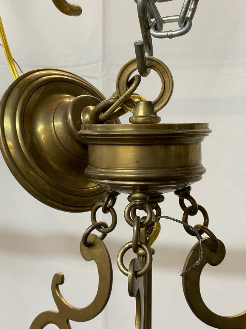Large 19th Century Solid Bronze Gothic Lantern, Six Lights, Circular - 7