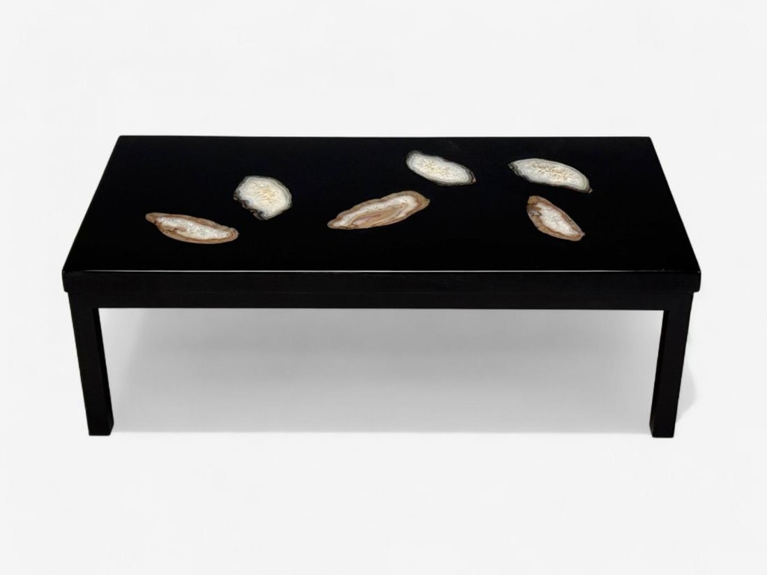 Ado Chale, Black Resin, Agate, Coffee Table, Belgium, 1990s - 4