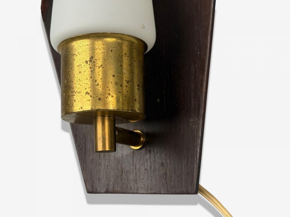 Danish Modern, Teak, Brass, Opaline Glass, Wall Lights, Denmark, 1960s - 6