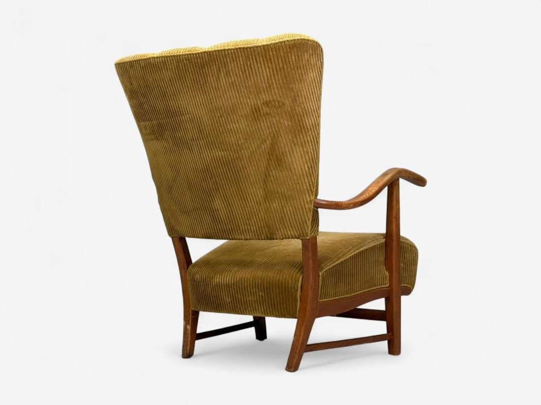 Frits Henningsen, Danish Modern, Corduroy, Wood, Lounge Chair, Denmark, 1940s - 11
