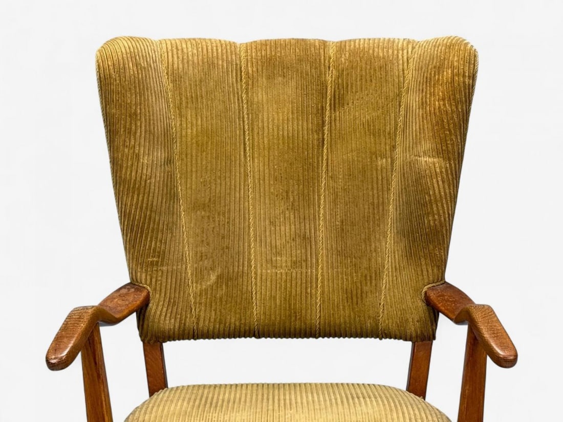 Frits Henningsen, Danish Modern, Corduroy, Wood, Lounge Chair, Denmark, 1940s - 5
