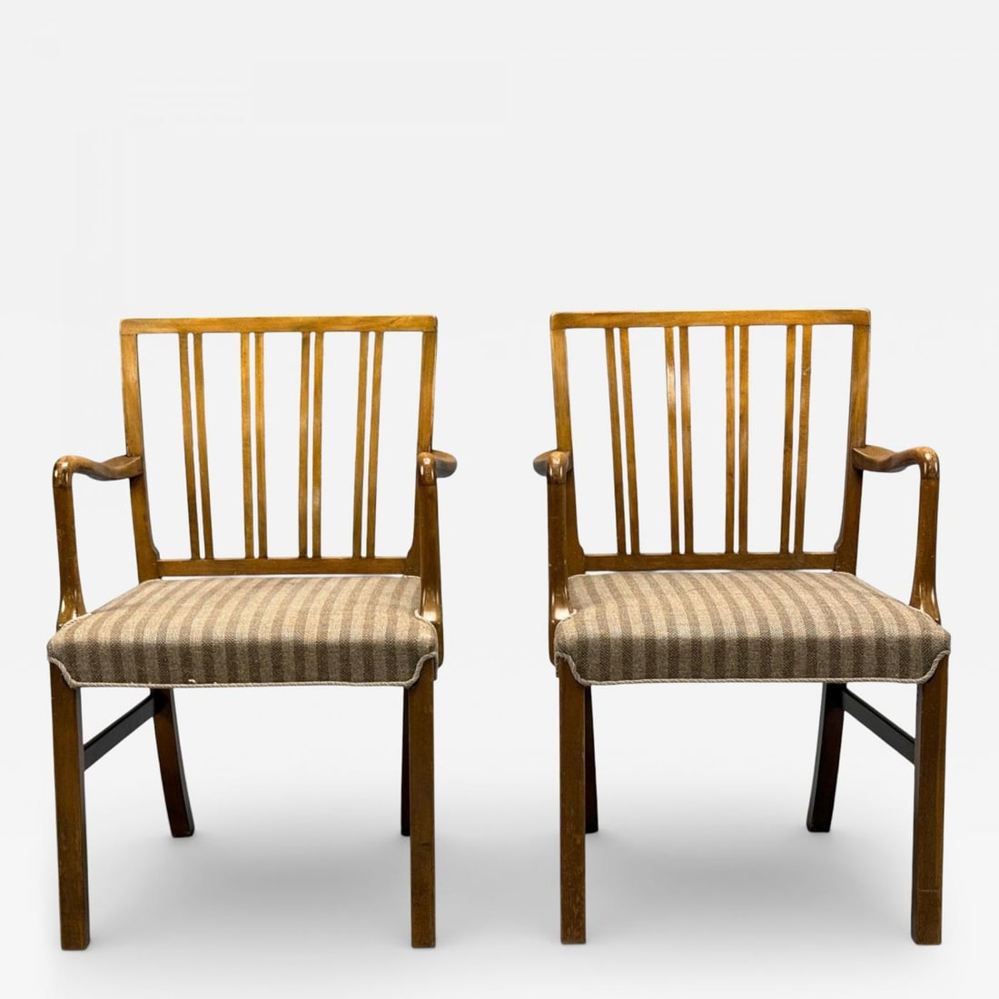 Ole Wanscher, Armchairs, Beech, Fabric, Denmark, 1940s (1 of 12)