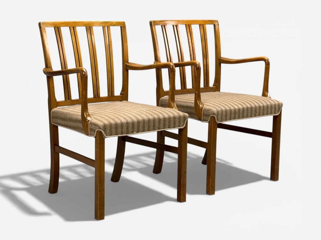 Ole Wanscher, Armchairs, Beech, Fabric, Denmark, 1940s - 3