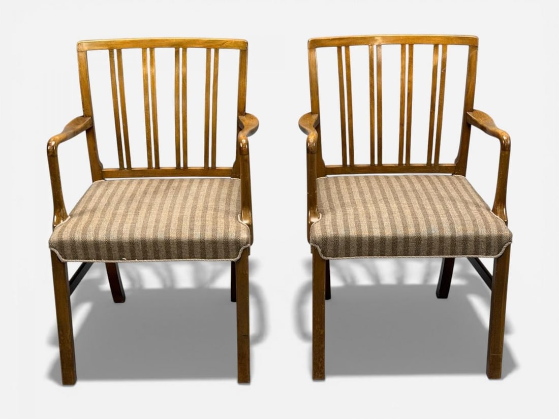 Ole Wanscher, Armchairs, Beech, Fabric, Denmark, 1940s - 8