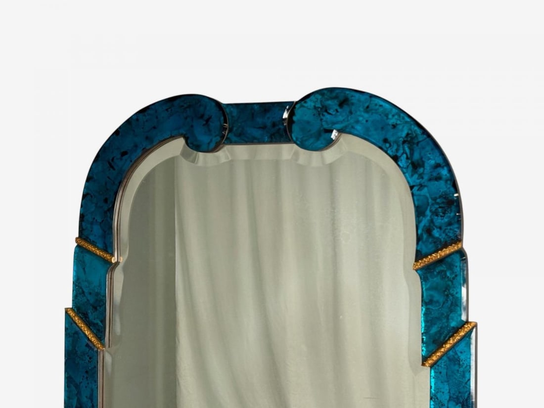 Queen Anne Style, Blue Antiqued Beveled Glass, Venetian Wall Mirrors, 21st C. - 4