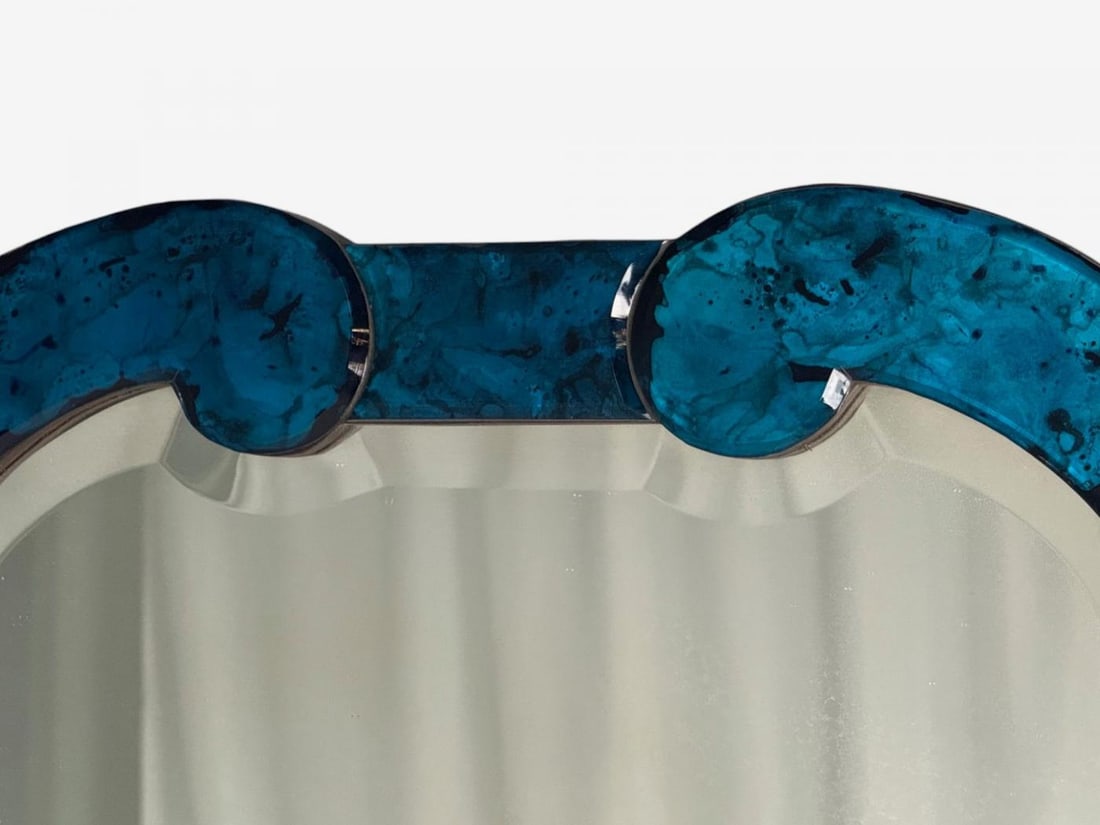 Queen Anne Style, Blue Antiqued Beveled Glass, Venetian Wall Mirrors, 21st C. - 5