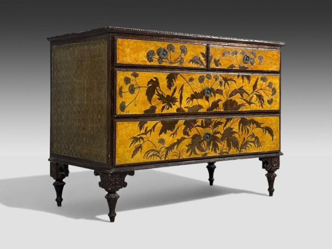 Max Kuehne, Silver Leaf, Painted Wood, Rare Commode, USA, 1950s - 2