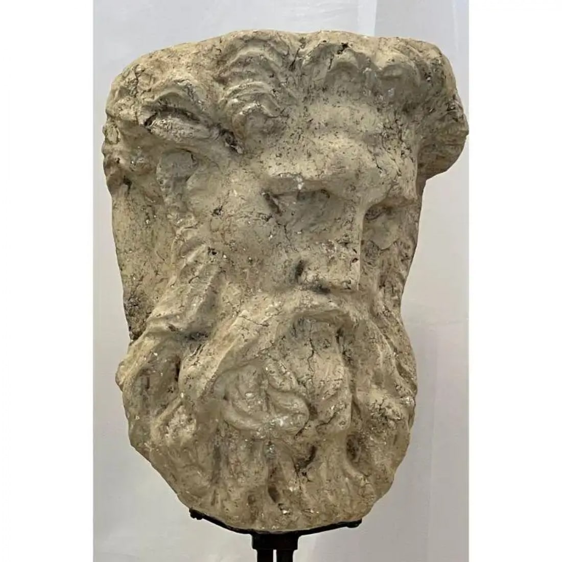 Bust of Roman or Greek Man, Venetian Style, Metal Stand, Sculpture, 20th C. - 4