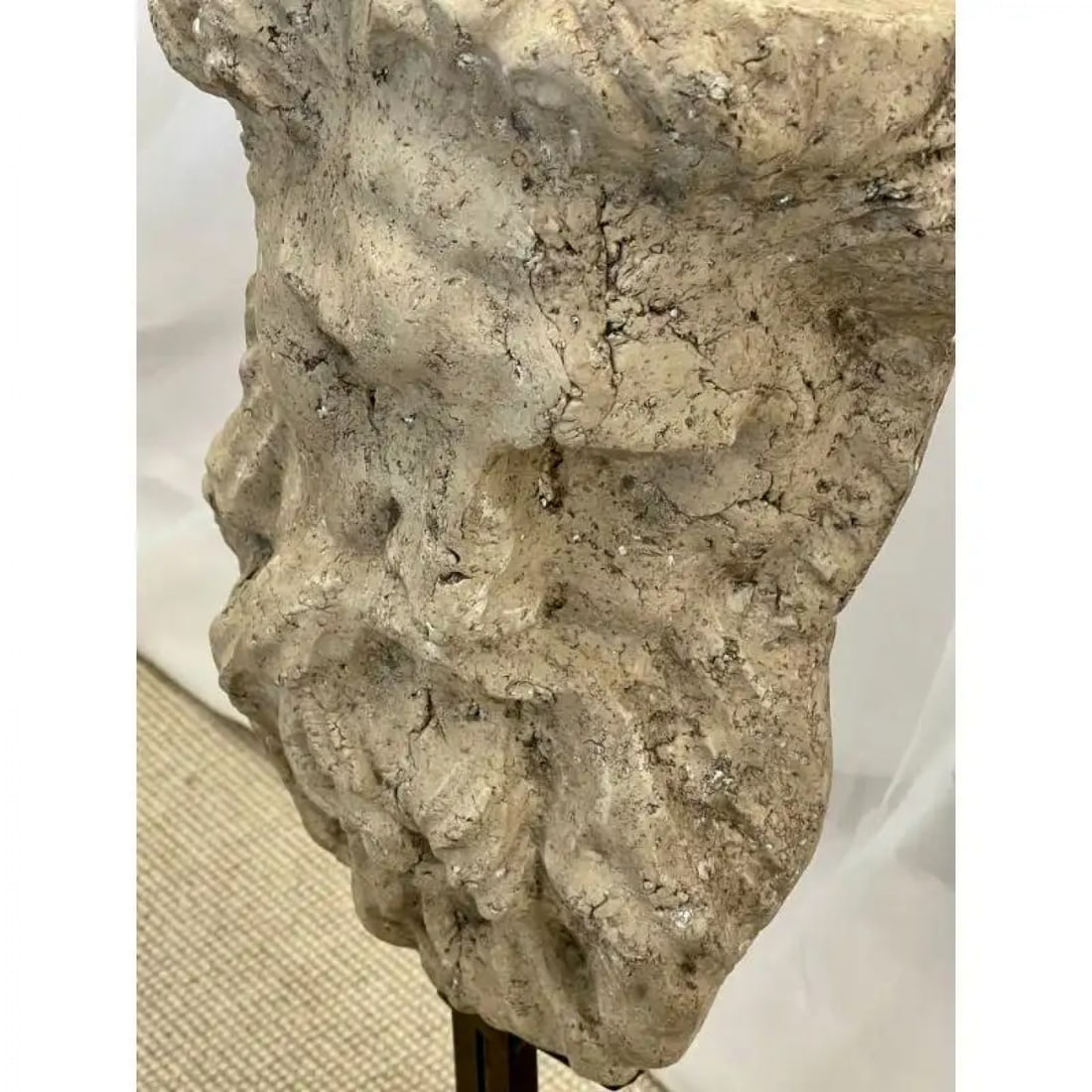 Bust of Roman or Greek Man, Venetian Style, Metal Stand, Sculpture, 20th C. - 7