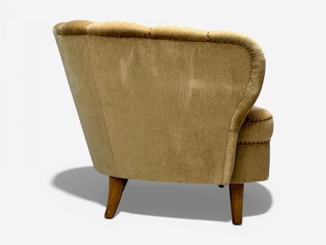 Finnish Modern, Settee, Beige Velvet, Wood, Finland, 1950s - 10