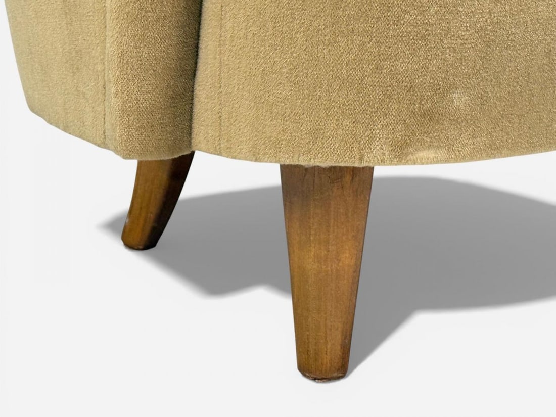 Finnish Modern, Settee, Beige Velvet, Wood, Finland, 1950s - 8