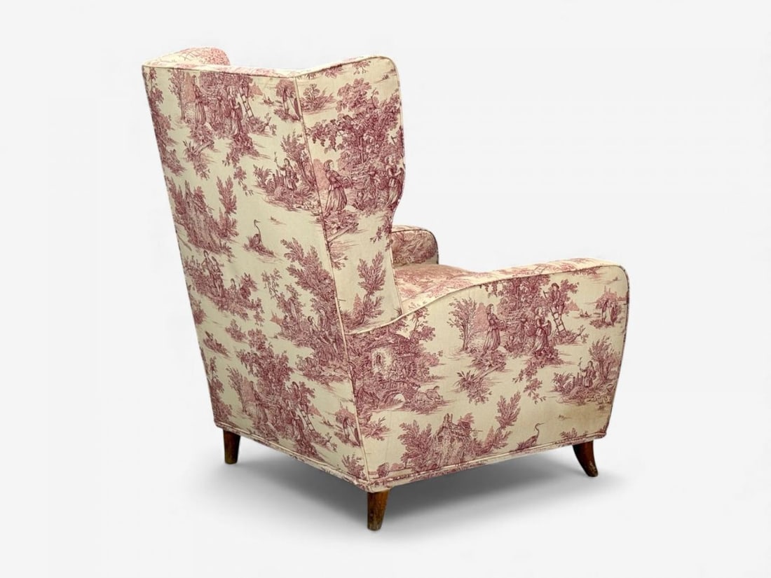 Italian Modern, Ashwood, Fabric, Large Wingback Chairs, Italy, 1950s - 11