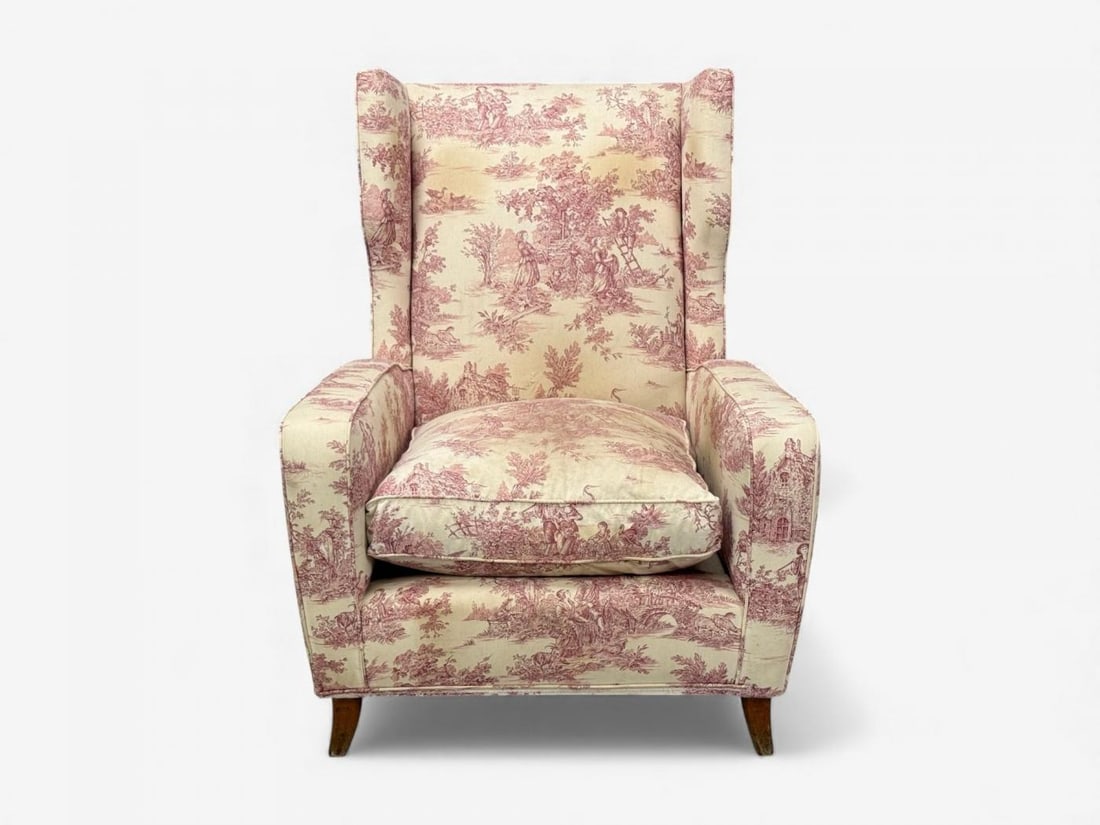 Italian Modern, Ashwood, Fabric, Large Wingback Chairs, Italy, 1950s - 6