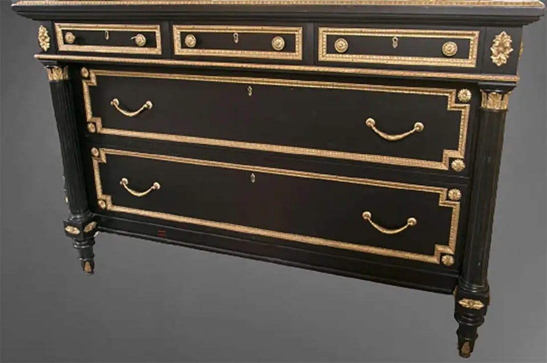 Ebonized Bronze-Mounted Chest /Commode / Dresser Attributed to Jansen - 3