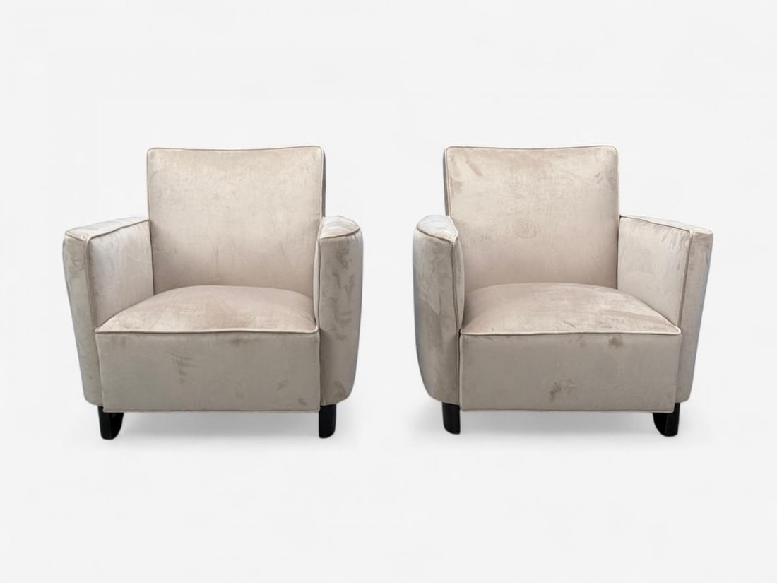 Slagelse Mobelfabrik, Beige Velvet, Beech, Lounge Chairs, Denmark, 1940s - 3