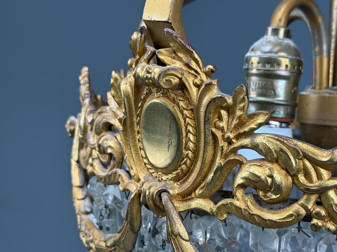 French Louis XVI, Chandeliers, Dore Bronze, Crystal, France, 19th Century - 8