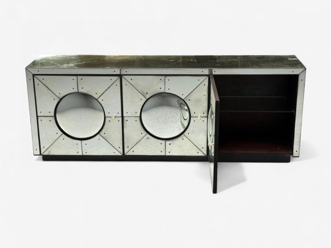 Art Deco Style, Painted Wood, Antique Glass, Mirrored Sideboard or Credenza - 10