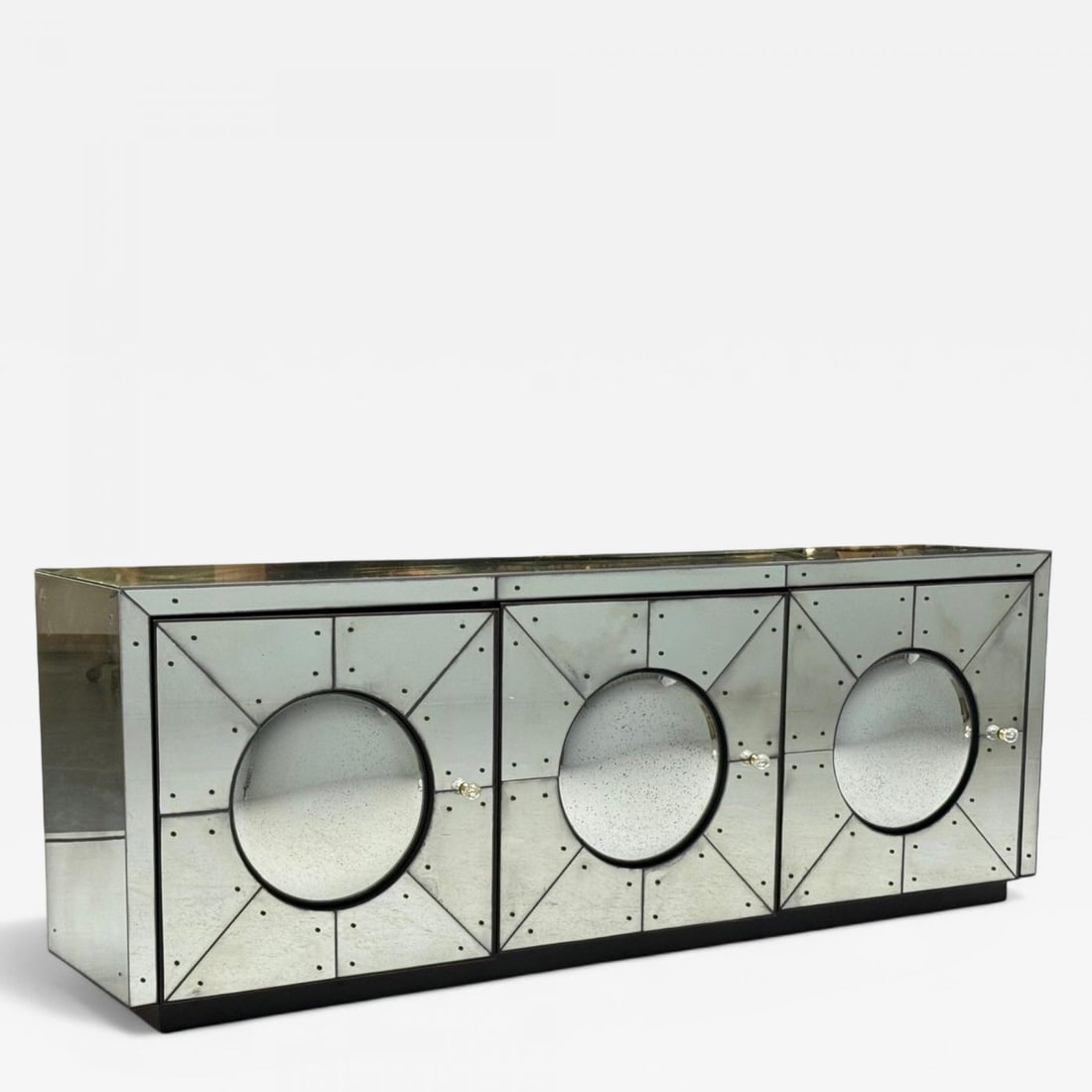 Art Deco Style, Painted Wood, Antique Glass, Mirrored Sideboard or Credenza (1 of 12)